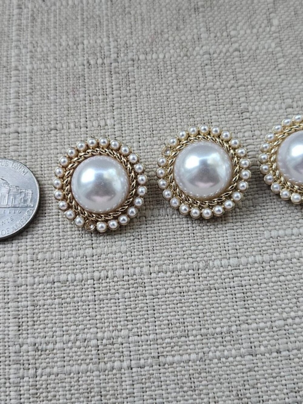 GH18 Sewing Button Faux Pearl Round Gold Tone fashion Jewelry Coat Button X3 - Picture 7 of 11